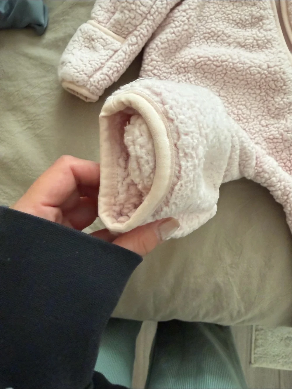 The North Face Light Pink Sherpa Hooded Infant One-Piece